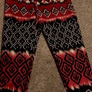 Red and Black Geometric Patterned Pants